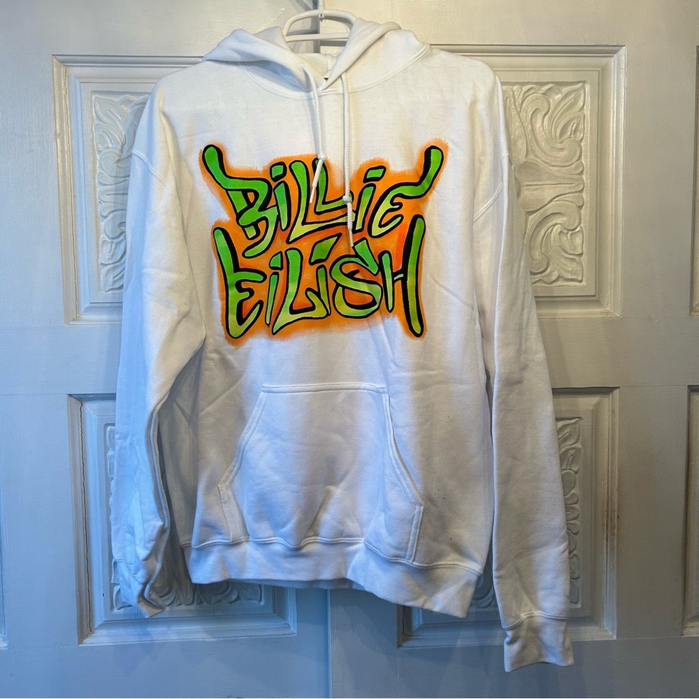 Billie Eilish Graffiti White Hoodie - Size Medium